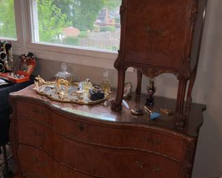 Romweber, French Provincial Louis XV,  matching chest of drawers, nightstand, dresser. 