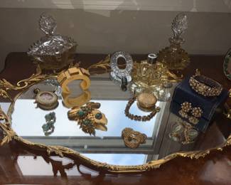 Vintage, perfume bottles. Dresser set