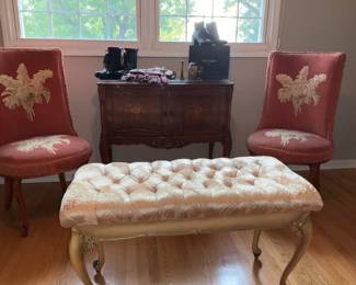 Vintage, chairs,  bench, Romweber chest