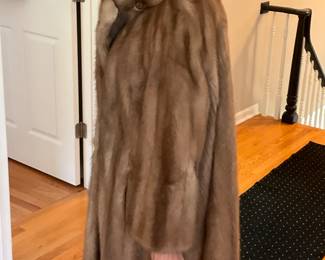 Mink, large collar,  full length, Size M