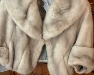 Fur Coat, waist coat, 3/4 sleeves, Gray/ Blonde