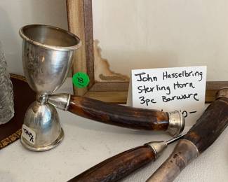 John Hasselbring, Sterling & Horn, 3 pc barware set 