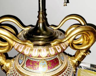 Porcelain, Urn, Beidemeyer, hand painted . Circa 1840.  Turned into lamp 