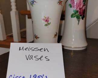 Meissen vases,  circa 1950's