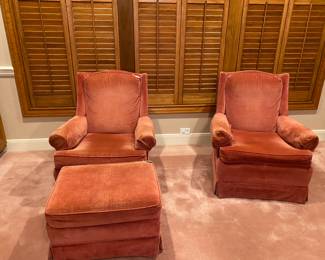 velveteen chair set with ottoman 