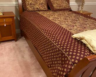 Like new queen size sleigh bed, with pillowtop mattress