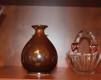 Asian Decorations, Glass Basket Vase