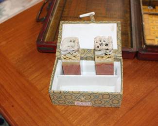 Carved Chinese Stone Chops Stamps Art