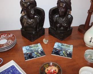 Carved Figurines, Vases, Tiles