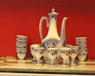 Chinese Tea Set, Asian Figurines, Silver Color Small Dragons