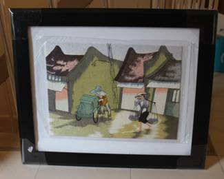 Beautiful Embroidered Asian Street Scene