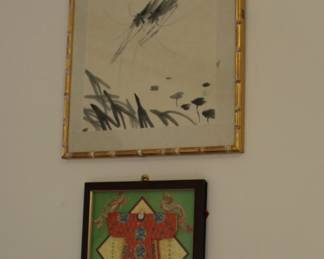 Historical Red Example of Emperor's Dress Framed  Bamboo Art