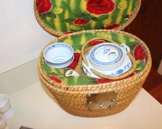 Asian Tea Set in Basket