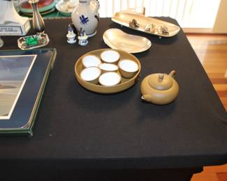 Tea Set, Chrome Serving Dish