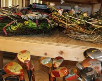 Golf Clubs and Wreaths