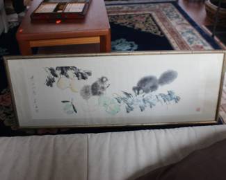 Chinese art with Squirrel and Calligraphy
