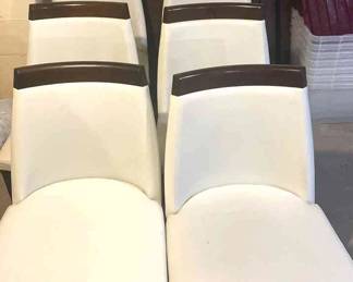 Table And 6 White Cushioned Chairs 