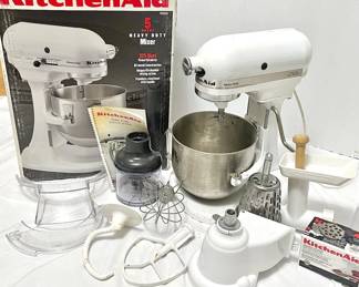 White KitchenAid Mixer W Sausage Stuffer More Attachments