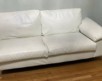 White Leather OneArm Sofa