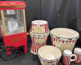 Movie Time Nostalgic Popcorn Maker And Ceramic Bowl Set