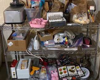 Gelato Machine, Metal Shelf, And Baking Supplies 