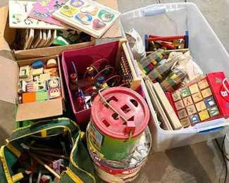 Huge Vintage Wooden Toy Assortment