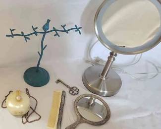 Bedroom Vanity Mirror, Jewelry Holder, Mirror, Comb, Key And Evening Bag