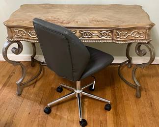 Beige Desk W Grey Office Chair