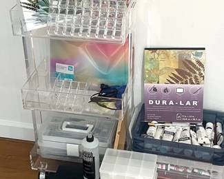 Clear Rolling Cart Craft Supplies  Beads, Paint,  More