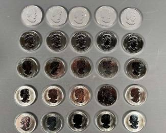 $5 Canadian Maple Leaf .9999 Silver One Ounce Each