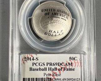2014 S PCGS Graded PR69DCAM Pete Rose Hall of Fame Coin