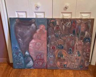 2 Abstract Paintings I Framed by Lyn Song