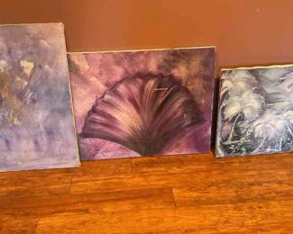 3 Beachy Abstract Paintings by Lyn Song