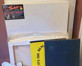 7 Gallery Wrapped Artists Canvases, 2 Canvas Drawing Pads, and 2 Paint Pallets