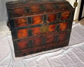 Antique Dome Top Steamer Trunk 