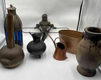 Brass and Copper Decor Including Vintage Towel Holder