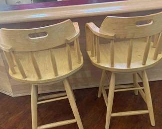 Wood Swivel Bar Stools Lot 1 