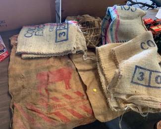 LOT OF BURLAP FEED SACKS