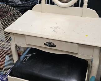 VANITY WITH MIRROR AND STOOL