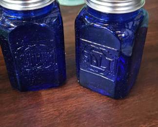 COBALT BLUE SALT AND PEPPER SHAKERS