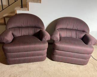 Vintage 1990s Deco La-Z-Boy Swivel Chair Pair