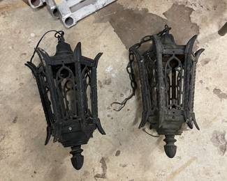 Antique Cast iron porch light pendent circa 1892