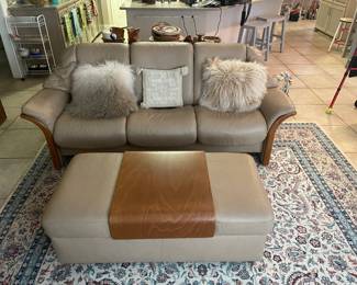 Ekornes stressless sofa and ottoman set, excellent condition. 