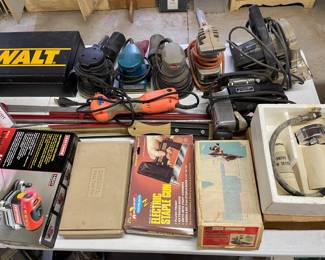 Tables full of power hand tools 