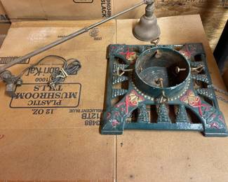 cast iron Christmas tree stand / vintage industrial work light 