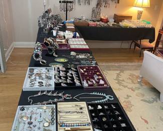 Awesome display of jewelry. We will limit shoppers to 4 at the jewelry table at one time. 
