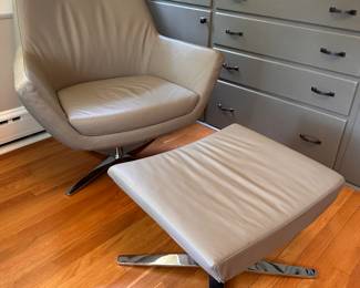 Leather swivel and ottoman