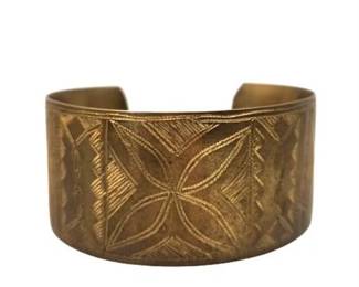 Lot 008  
Wide-Band Etched Brass Bracelet from Mali West Africa