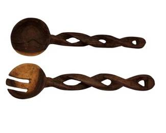 Lot 004   
Hand-Carved Teakwood Oversized Salad Spoons