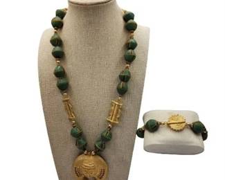 Lot 101   
Lost Wax Cast Brass Baule Necklace & Bracelet